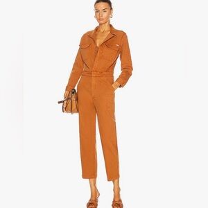 MOTHER The Fixer Jumpsuit in Leather Brown Sz S